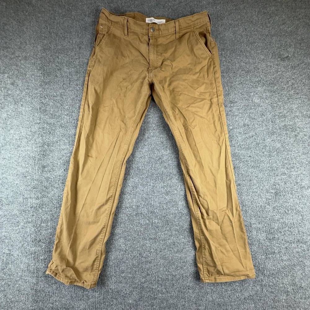 Signature Levi Strauss & Co S67 Athletic Jeans Mens 38x30 Beige Straight Denim